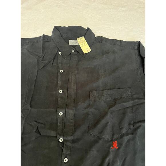 NWT VTG 90s Paul Smith Shirt Black Silk Long Sleeve Button Down Sz XL - Picture 7 of 7